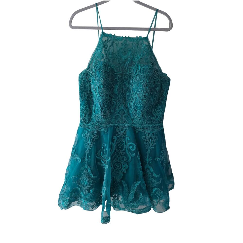 Plus Size 20 Prom Dress Green Lace Colette for Mon Cheri Short Formal Classy